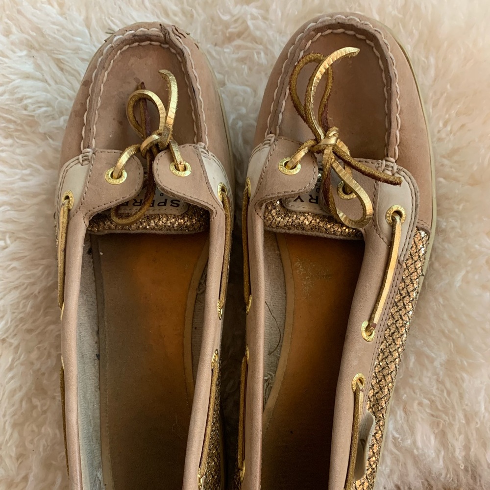 Gold and tan sperry’s